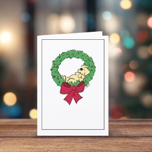 Cute Lab Puppy Wreath Modern Blank Holiday Card