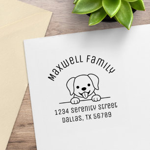 Cute Lab Retriever Dog Family Arch Address 2 Rubber Stamp