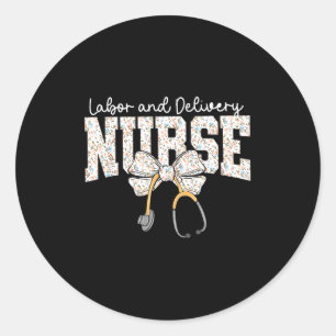 Cute Labor And Delivery Nurse Stethoscope Coquette Classic Round Sticker