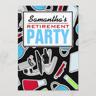 Cute Laboratory Theme Retirement Party Invitation