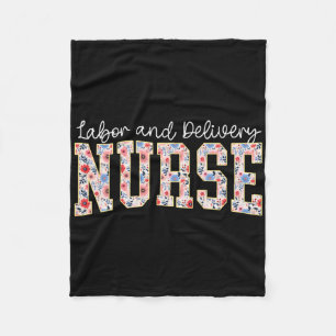 Cute Labour And Delivery Nurse Groovy Landd Nurse Fleece Blanket