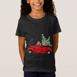 Cute Labradoodle Dog Driving Xmas Truck Christmas T-Shirt
