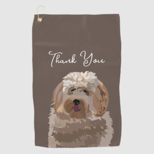 Cute Labradoodle Dog Personalised Golf Towel