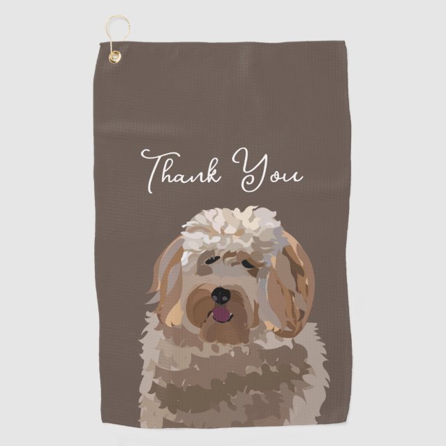 Cute Labradoodle Dog Personalised Golf Towel (Front)