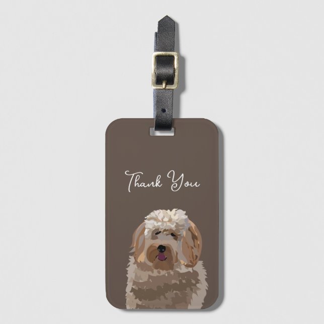 Cute Labradoodle Dog Personalised Luggage Tag (Front Vertical)