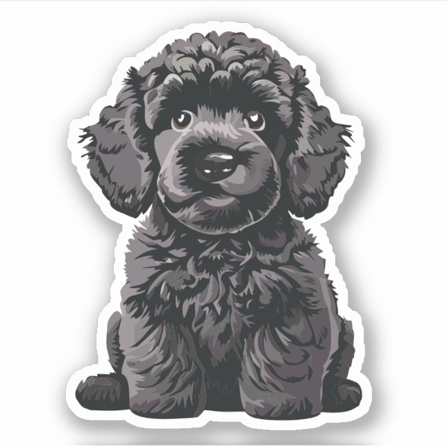 Cute Labradoodle Puppy Doodle Dog Vinyl Sticker (Front)