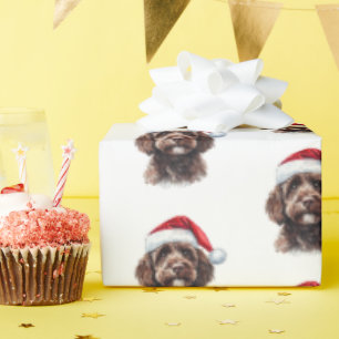 Cute Labradoodle with Santa Hat Wrapping Paper