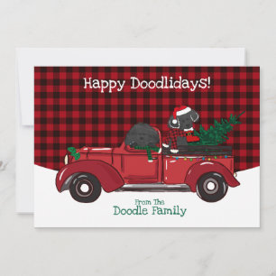 Cute Labradoodles Red Christmas Truck Holiday Card