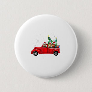 Cute Labradoodles Riding Red Truck To C 6 Cm Round Badge
