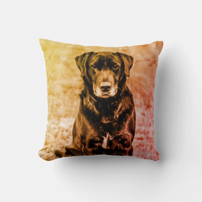 Cute Labrador Black Dog Puppy Pet Cushion (Front)