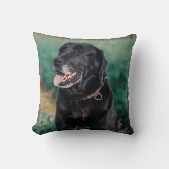 Cute Labrador Black Dog Puppy Pet Cushion (Front)