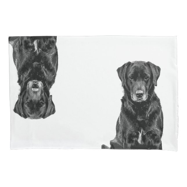 Cute Labrador Black Dog Puppy Pet Sketch Pillowcase (Front)