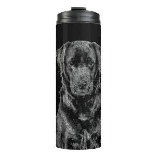 Cute Labrador Black Dog Puppy Pet Sketch Thermal Tumbler