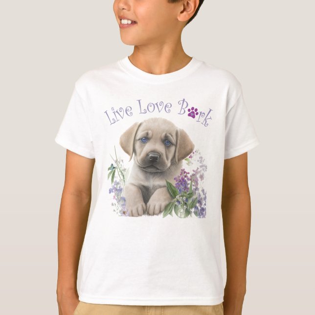 Cute Labrador Dog Floral T-Shirt (Front)