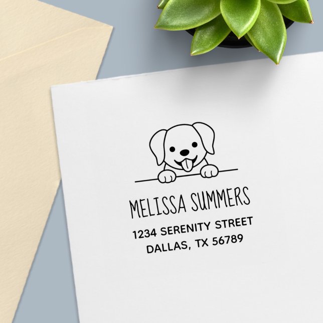 Cute Labrador Dog Peeking above Address Self-inking Stamp (Creator Uploaded)