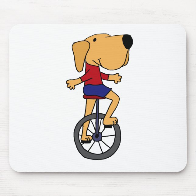 Cute Labrador Dog Riding Unicycle Cartoon Mouse Mat (Front)