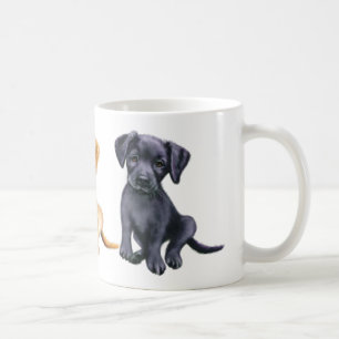 Cute Labrador puppies, 3 colours on a mug