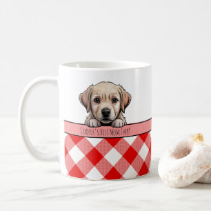 Cute Labrador Puppy Best Dog Mum Red Gingham Coffee Mug