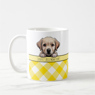 Cute Labrador Puppy Best Dog Mum Yellow Gingham Coffee Mug