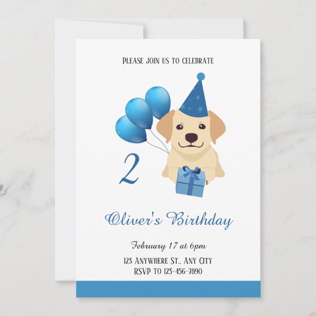 Cute Labrador Retriever Birthday Invitation  (Front)