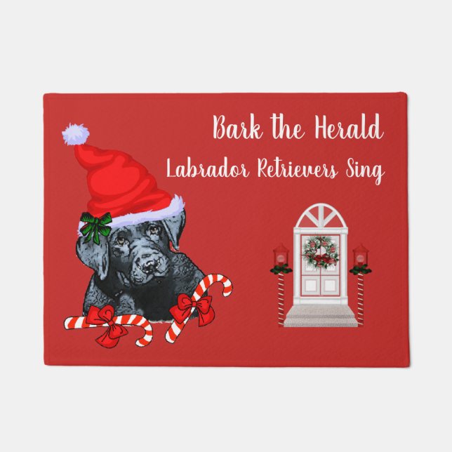 Cute Labrador Retriever Christmas  Doormat (Front)