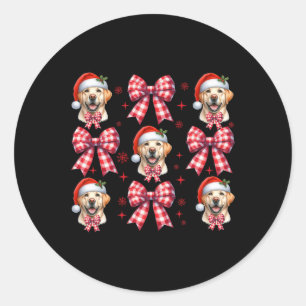 Cute Labrador Retriever Dog Red Plaid Coquette Bow Classic Round Sticker