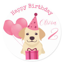 Cute Labrador Retriever Happy Birthday Tag Sticker