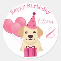 Cute Labrador Retriever Happy Birthday Tag Sticker