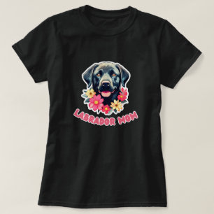 Cute Labrador Retriever Lab Mum Floral Cartoon T-Shirt