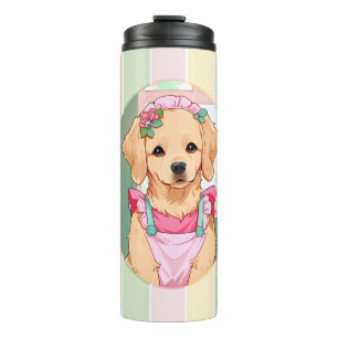 Cute Labrador Retriever Pastel Lines Cottagecore Thermal Tumbler