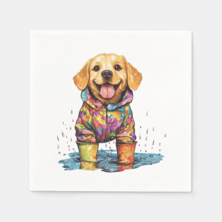Cute Labrador Retriever Rain Puddle Napkin