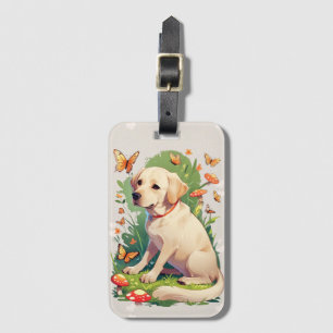 Cute Labrador Retriever with butterflies Luggage Tag