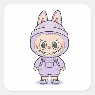 Cute Labubu (light purple) Square Sticker