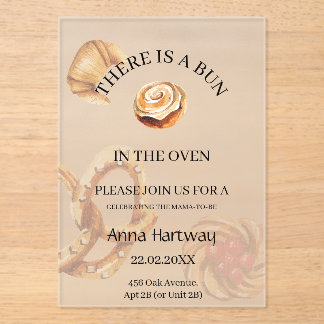 cute Lace Border Cinnamon Roll Baby Shower  Acrylic Invitations