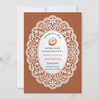 cute Lace Border Cinnamon Roll Baby Shower  Invitation