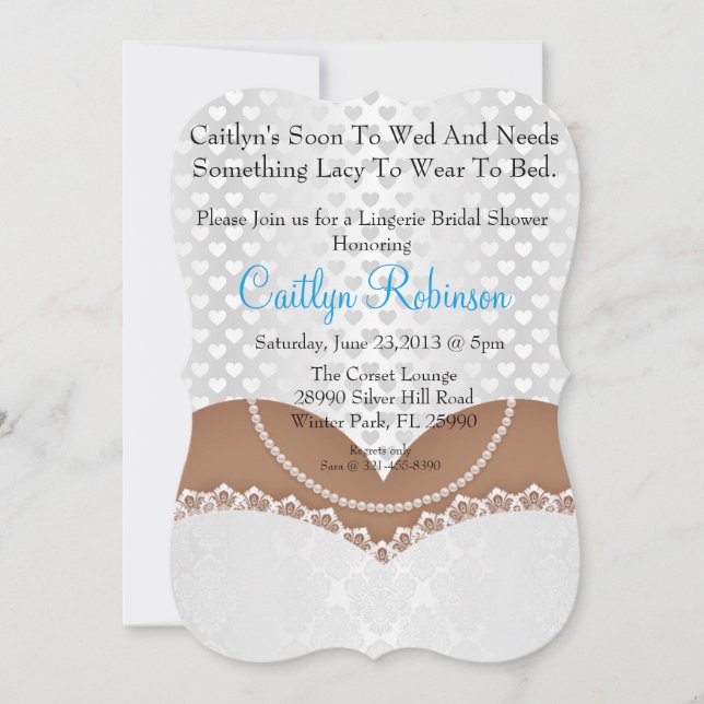 Cute Lace Bra Lingerie Bridal Shower Invitation (Front)