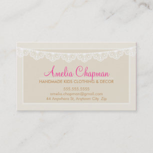 CUTE LACE BUNTING stylish elegant cream pink gold Business Card