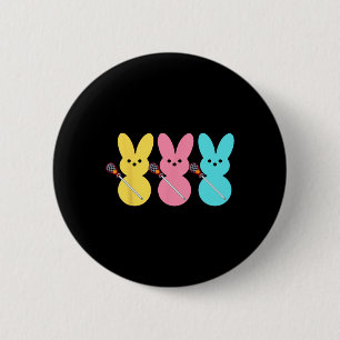 Cute Lacrosse Player Bunny Kids Boys Easter Lacros 6 Cm Round Badge