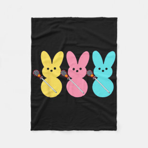 Cute Lacrosse Player Bunny Kids Boys Easter Lacros Fleece Blanket