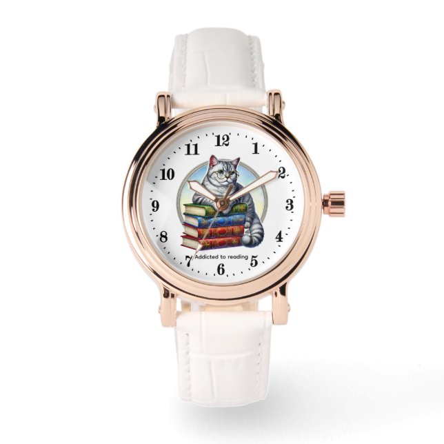 Cute Ladies book addict customizable Watch (Front)