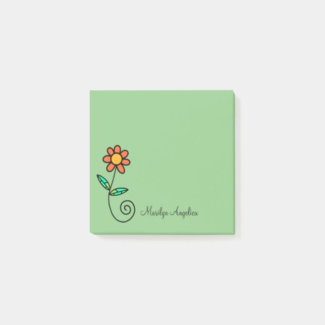 Cute Ladies Monogram Floral Post-it Notes (Front)