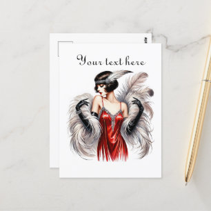 Cute lady add text postcard