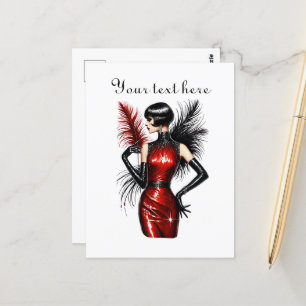 Cute lady add text postcard