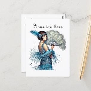 Cute lady add text postcard