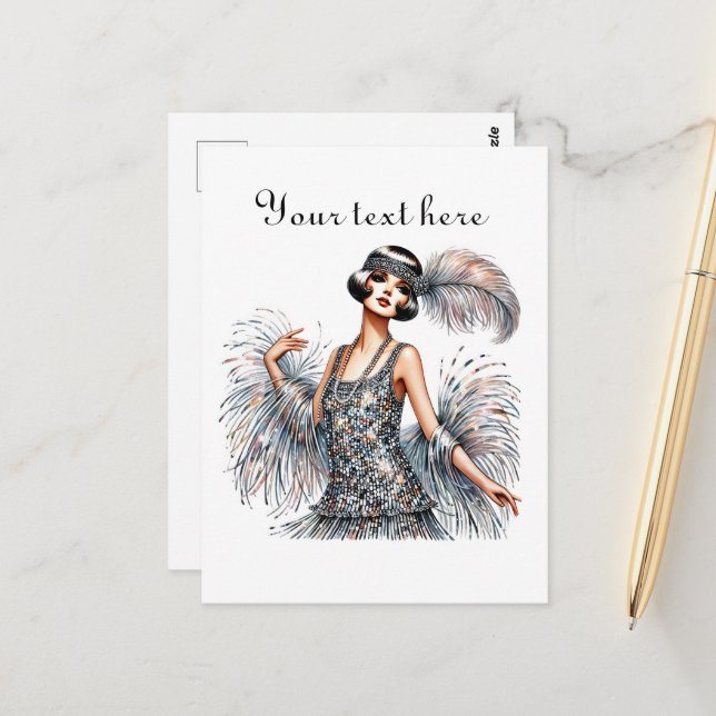 Cute lady add text  postcard (Front/Back In Situ)