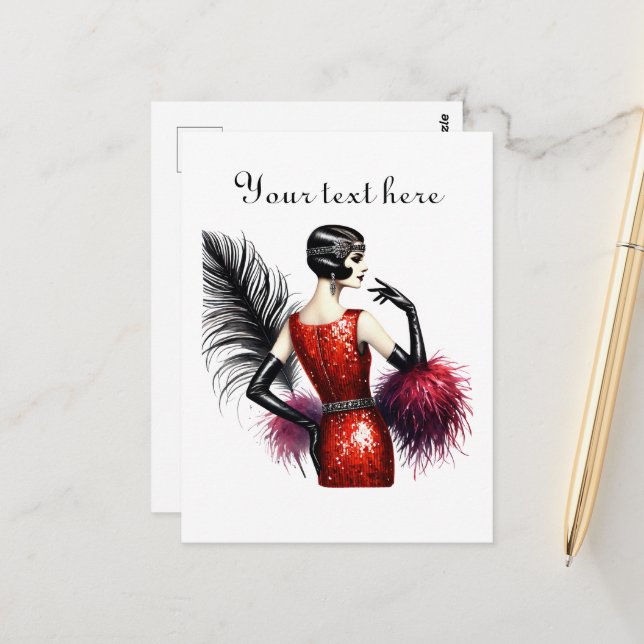 Cute lady add text  postcard (Front/Back In Situ)