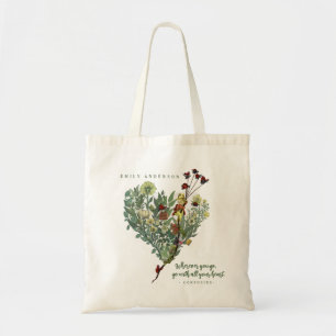 Cute Lady Bug Adventure Quote in Flower Heart Tote Bag