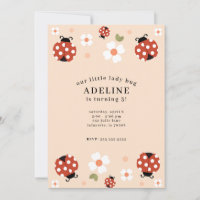 Cute Lady Bug Birthday Party Invitations