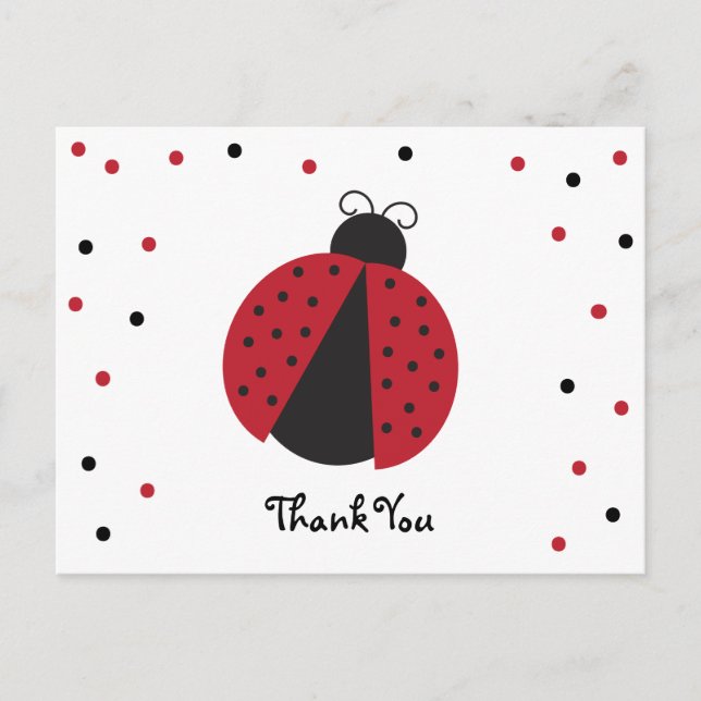 Cute Lady Bug Birthday Thank You Postcard (Front)