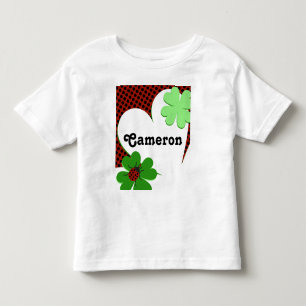 Cute Lady Bug & Clover Leaf 1st Birthday Toddler T-Shirt